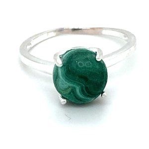 Malachite 3.60ct Platinum Finish Solid Silver Ring